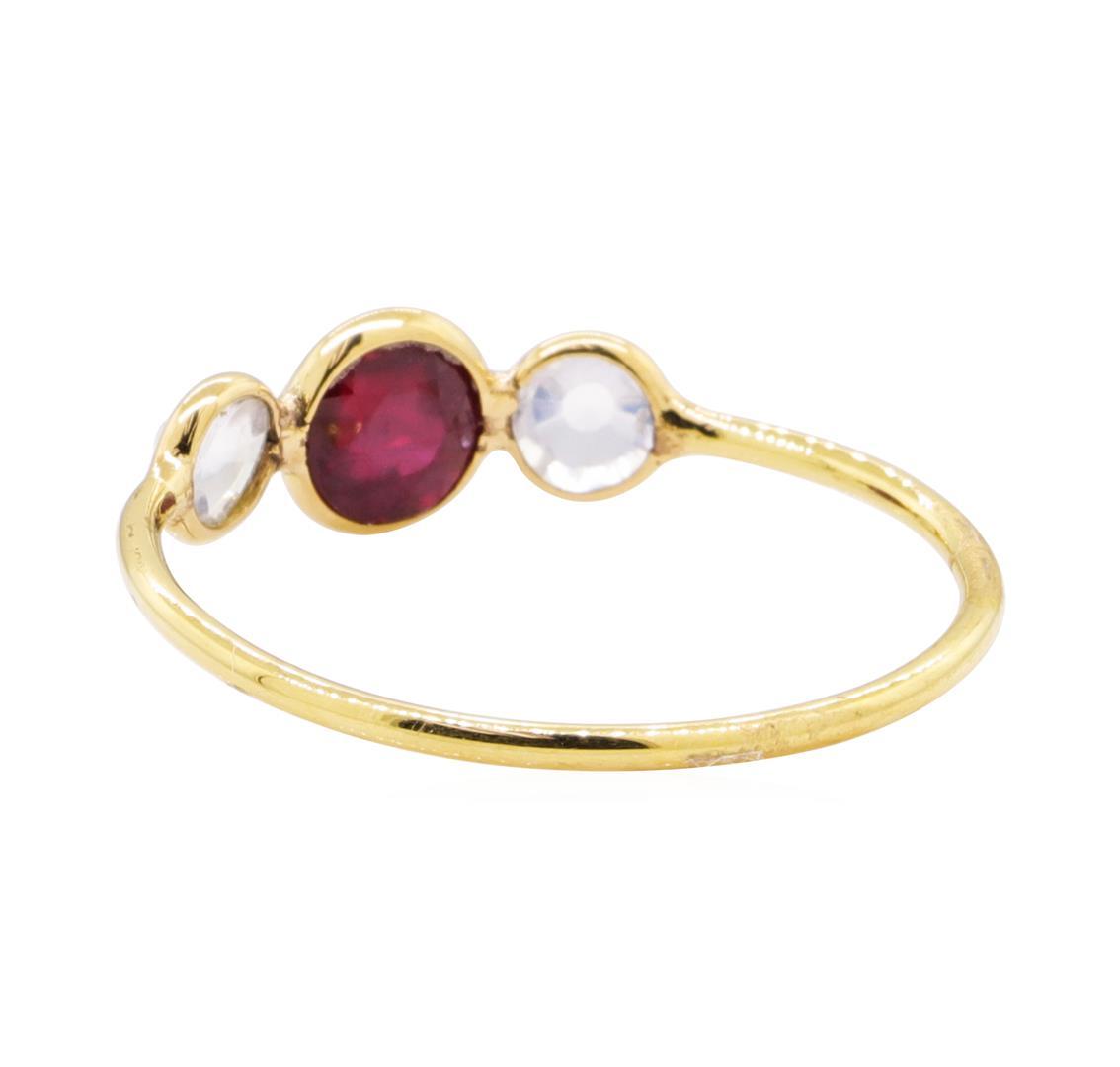 1.20 ctw Ruby and Moonstone Ring - 18KT Yellow Gold