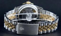 Rolex Mens 2 Tone Blue Diamond & Sapphire Datejust Wristwatch 36MM