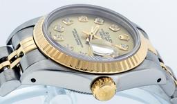 Rolex Ladies Two Tone 18K Yellow Gold And Steel Champagne Diamond Quickset Datej