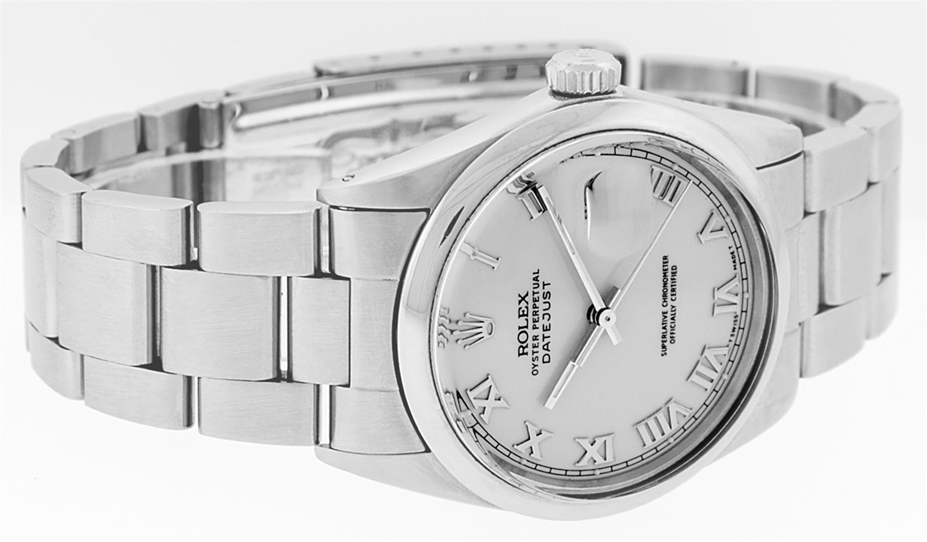 Rolex Mens Quickset Stainless Steel Sapphire Crystal Datejust With Smooth Bezel