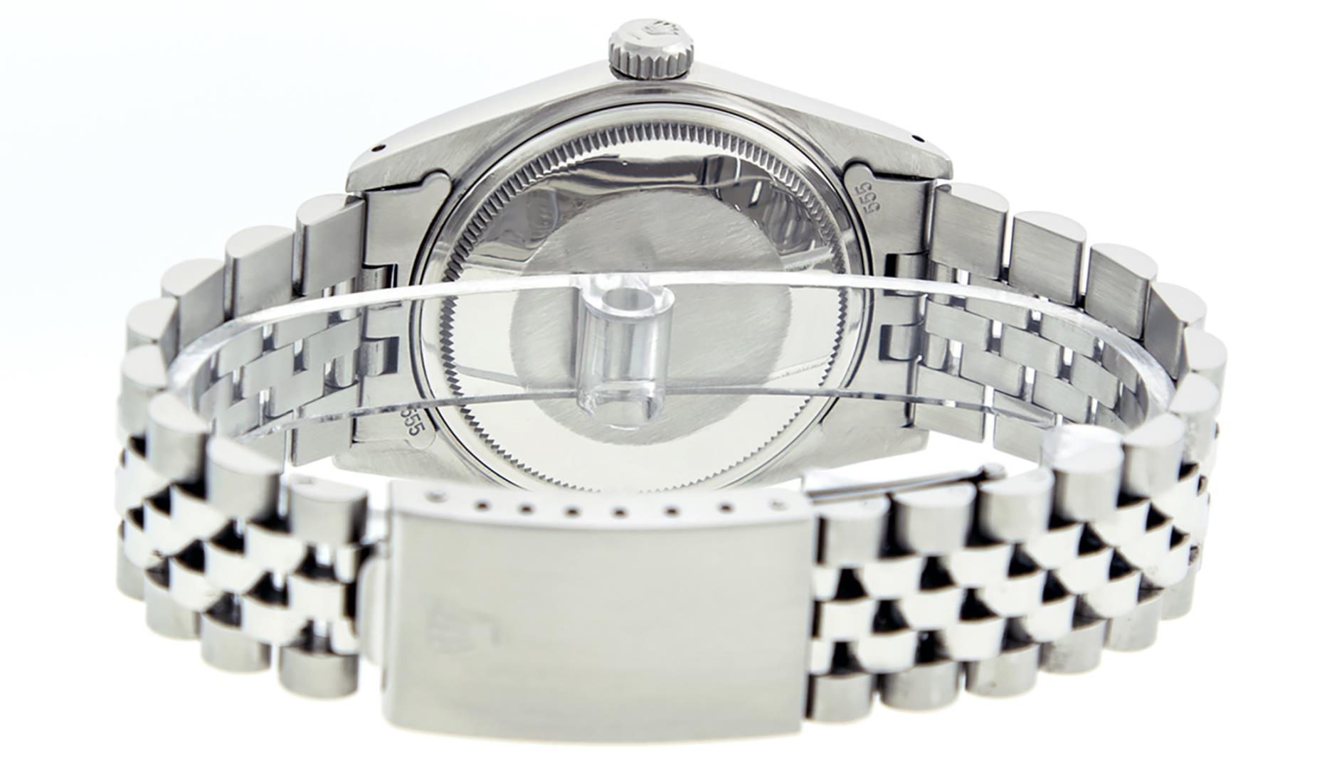 Rolex Mens Stainless Steel Blue Diamond Fluted Bezel 36MM Datejust Wristwatch