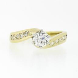 Vintage 14k TT Gold 0.74 ctw Old European Prong Diamond Solitaire Engagement Rin