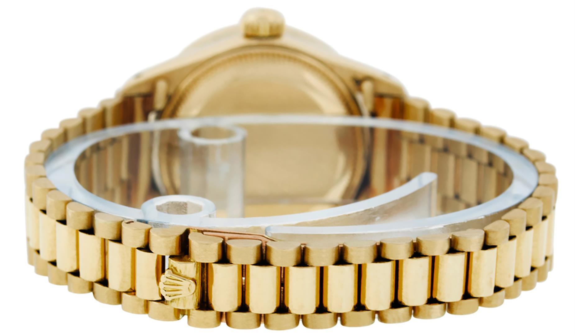 Rolex Ladies 18K Yellow Gold Champagne Index And Diamond Bezel President Wristwa