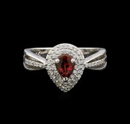 0.50 ctw Diamond and Tourmaline Ring - 14KT White Gold