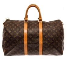 Louis Vuitton Brown Monogram Canvas Keepall 45 Travel Bag