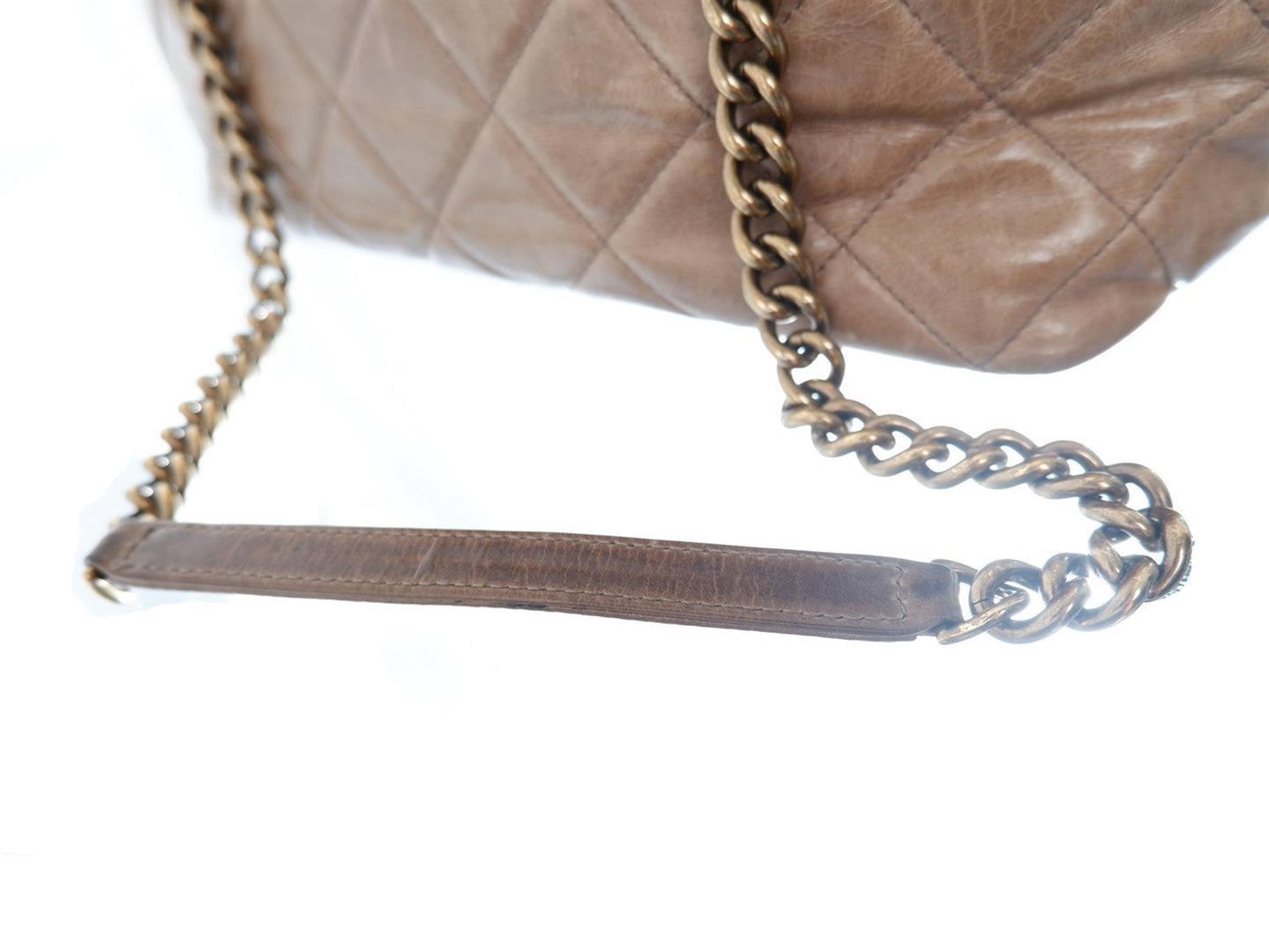 Chanel Quilted Castle Rock Brown Bowler Bag