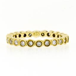 14k Yellow Gold 0.92 ctw Round Milgrain Bezel Set Diamond Eternity Band Ring Sz