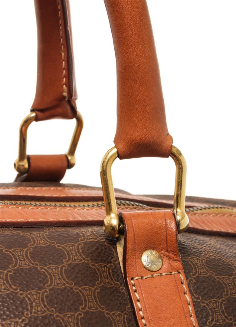 Celine Brown Coated Canvas Macadam Travel Bag