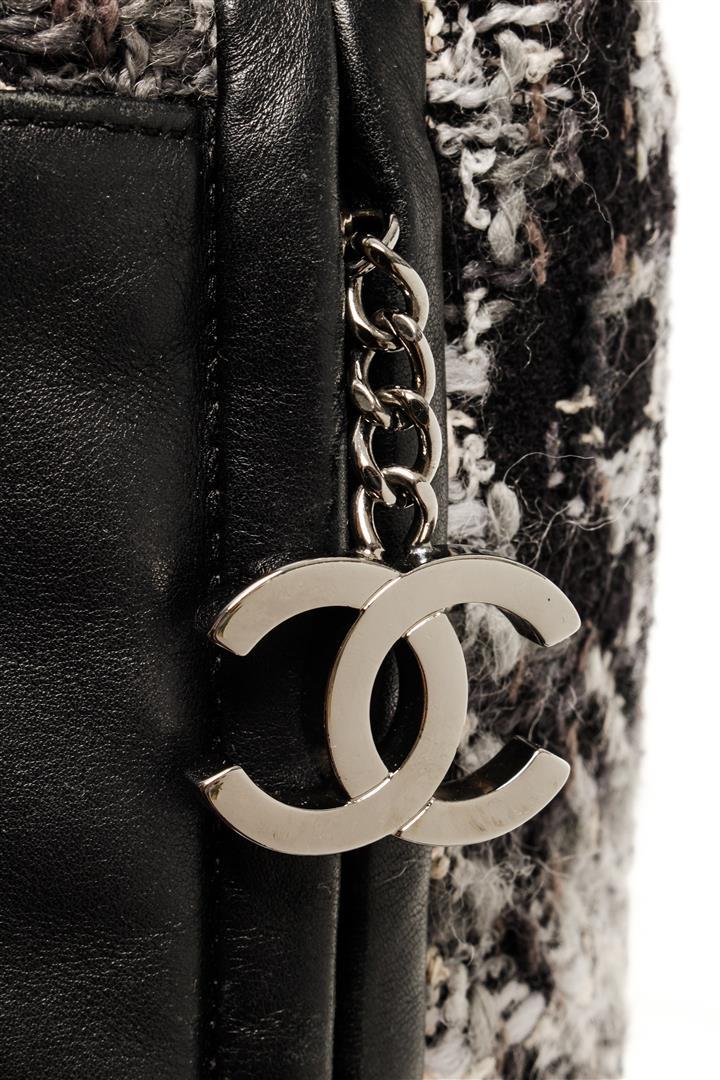 Chanel Black 2.55 Tweed Chain Shoulder Bag