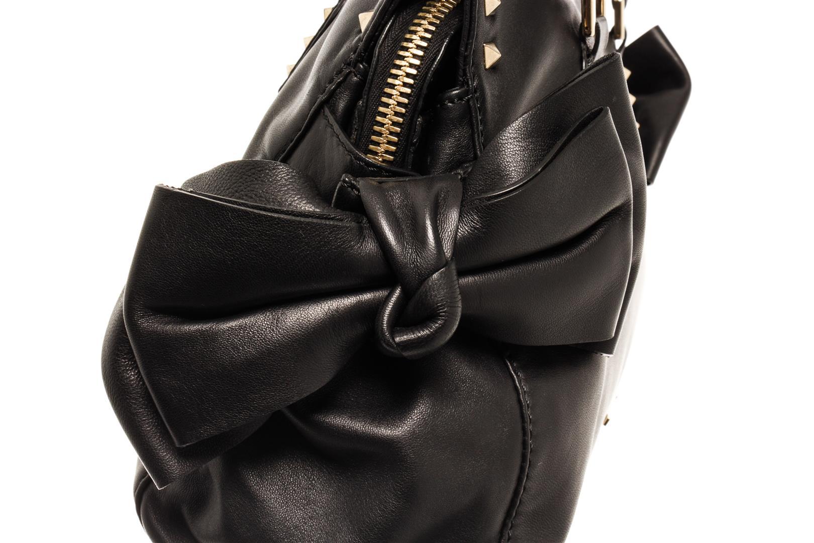 Valentino Black Leather Bow Convertible Handbag