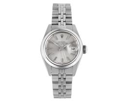 Rolex Ladies Stainless Steel Quickset Silver Index Dial Smooth Bezel Jubilee Ban