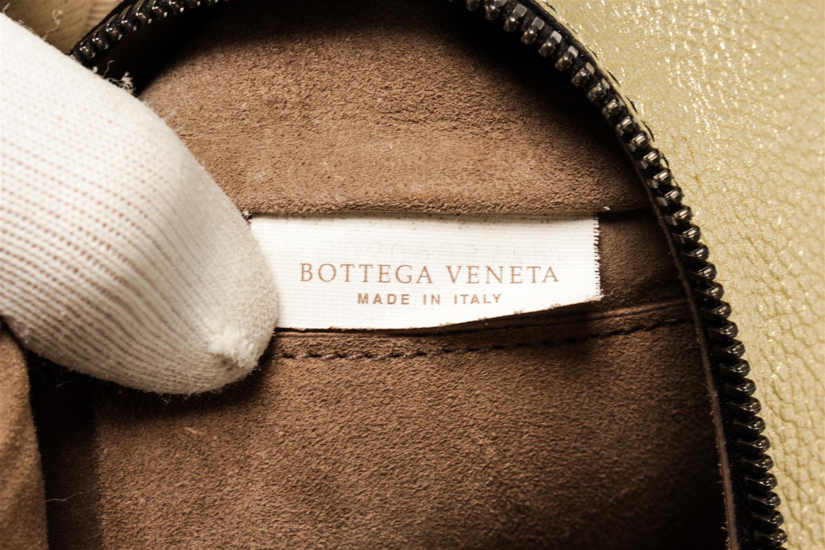 Bottega Veneta Gold Metallic Top Zip Shoulder Bag