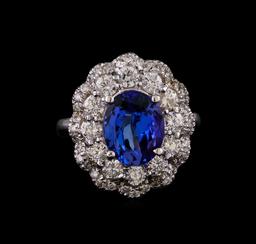 14KT White Gold 3.15 ctw Tanzanite and Diamond Ring