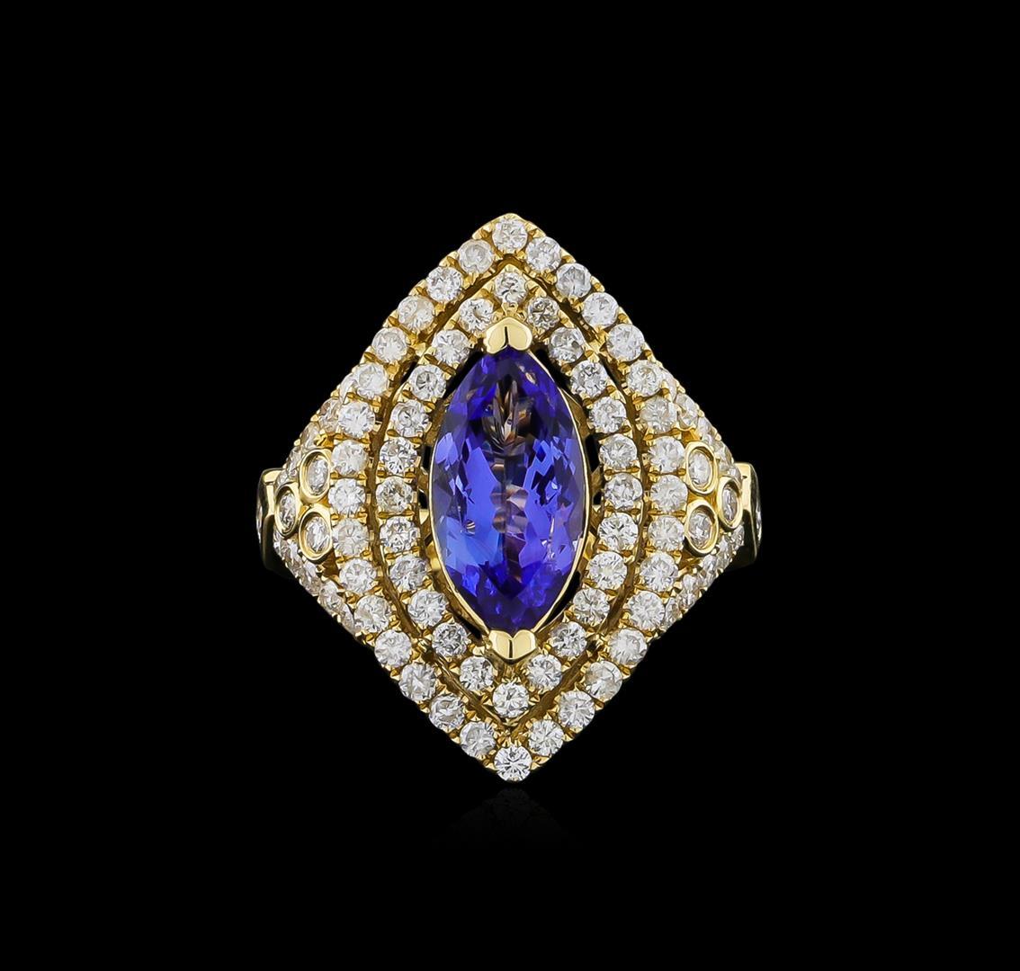 14KT Yellow Gold 2.45 ctw Tanzanite and Diamond Ring