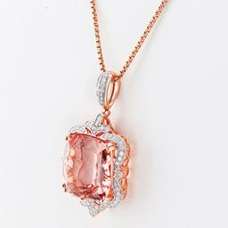 26.74 ctw Morganite and 0.75 ctw Diamond 14K Rose Gold Pendant