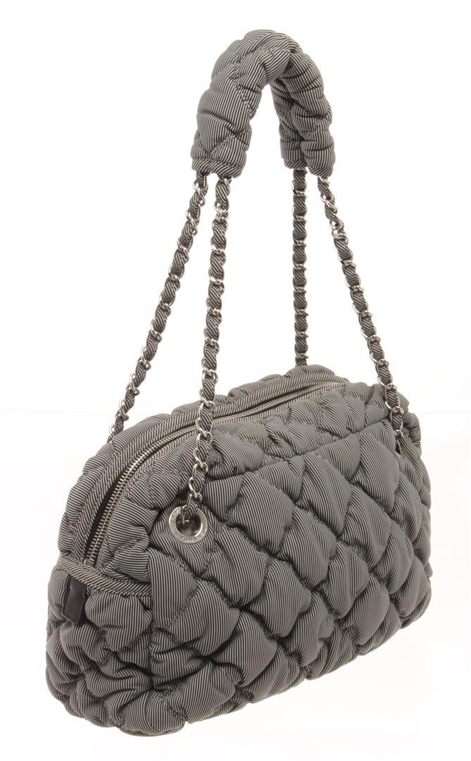 Chanel Gray Fabric X Nylon Bubble Shoulder Bag