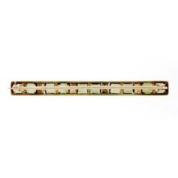 Antique Victorian 14K Yellow Gold Green Tourmaline Pearl Milgrain Bar Brooch Pin