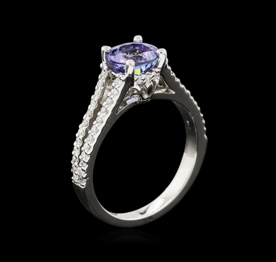 1.48 ctw Tanzanite and Diamond Ring - 14KT White Gold