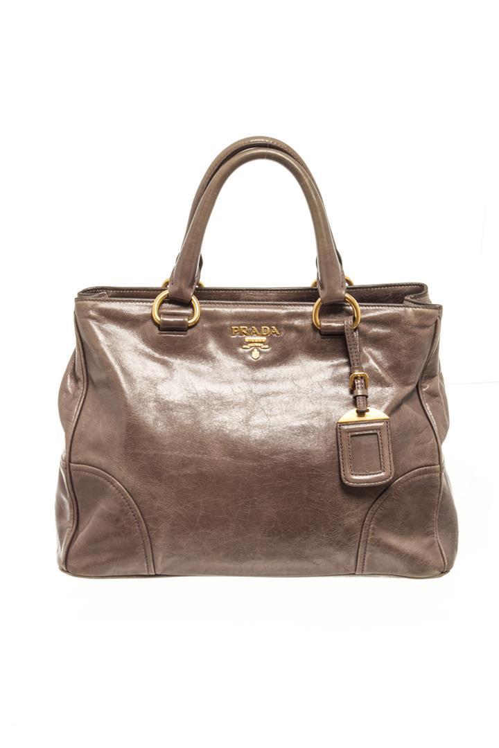 Prada Brown Shine Leather 2Way Satchel Bag