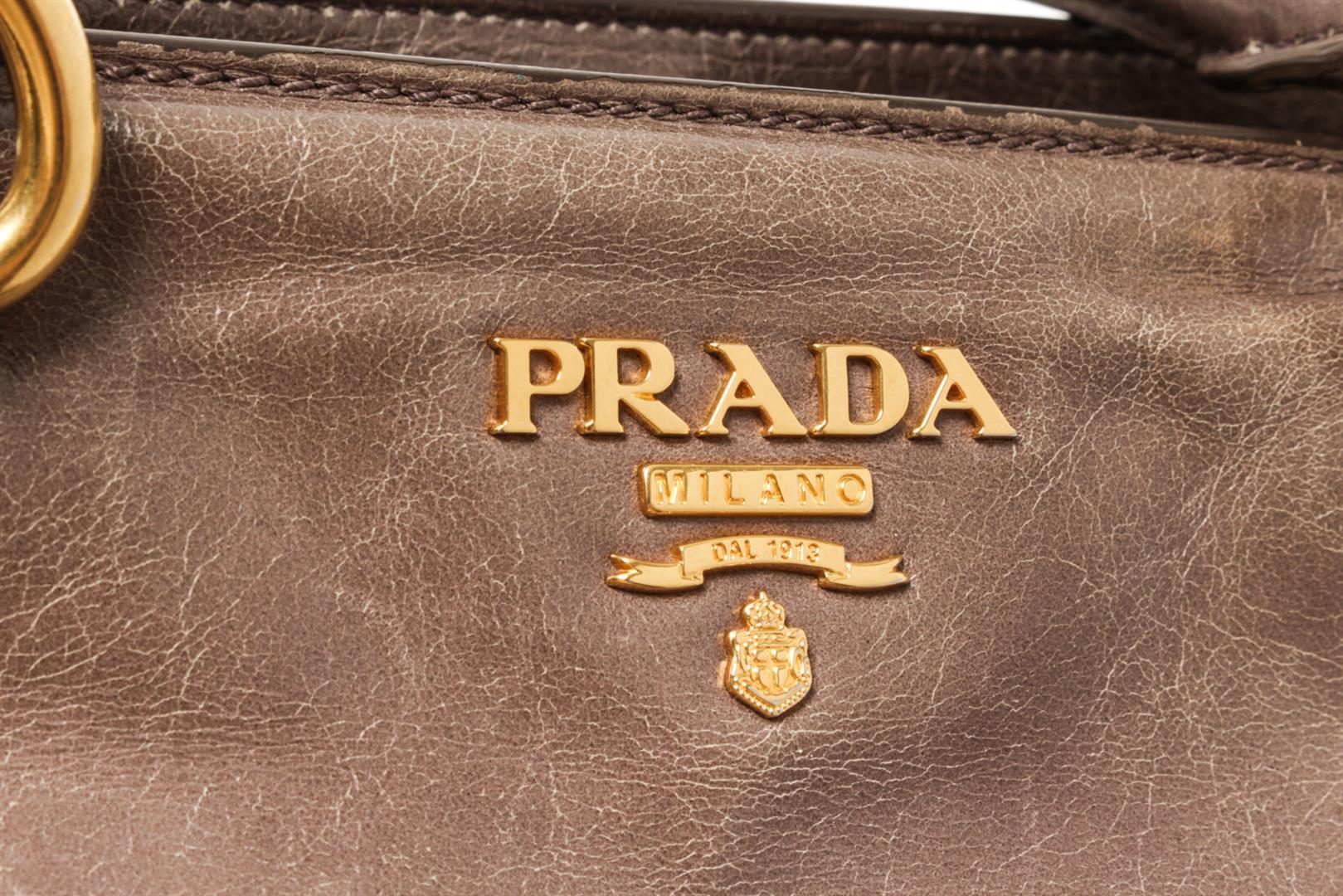 Prada Brown Shine Leather 2Way Satchel Bag