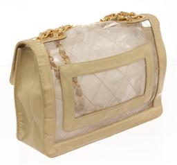 Chanel Vinyl Gold Lambskin Flap Maxi Shoulder Bag