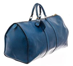 Louis Vuitton Blue Epi Leather Keepall 55 Travel Bag