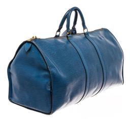 Louis Vuitton Blue Epi Leather Keepall 55 Travel Bag