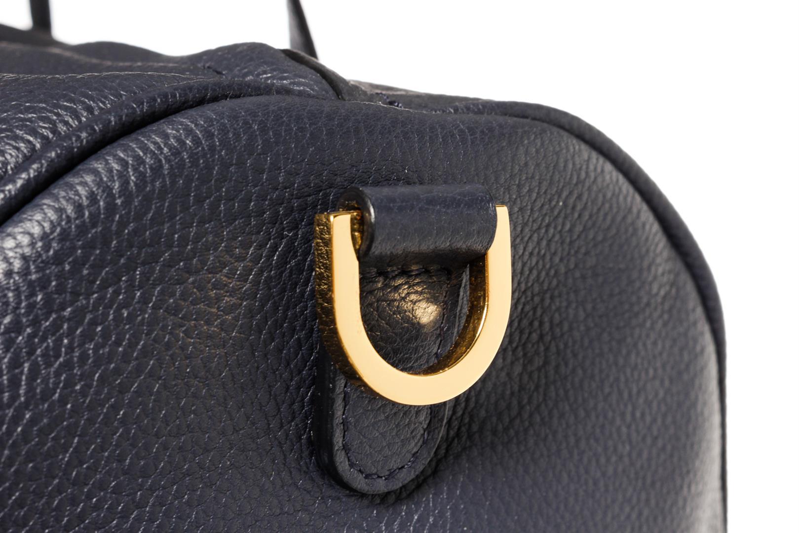 Mansur Gavriel Navy Blue Lambskin Leather Mini Duffle Crossbody Bag