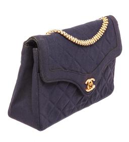 Chanel Navy Blue Fabric Envelope Flap Crossbody Bag