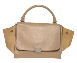 Celine Beige Leather Suede Trapeze Two-Way Bag