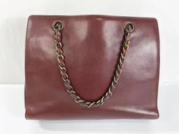 Chanel Dark Red Leather Vintage Bordeaux Tote Bag