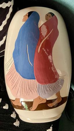 Walking Women, Deep Blue (Vase) by RC Gorman