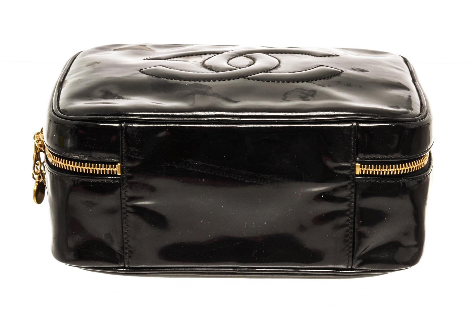 Chanel Black Patent Leather CC Vanity Case