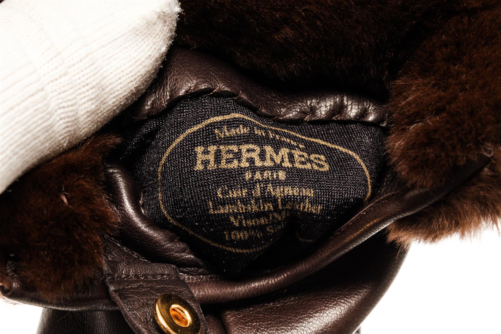 Hermes Brown Leather Gloves