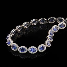 25.02 ctw Blue Sapphire and 6.80 ctw Diamond 14K White Gold Necklace