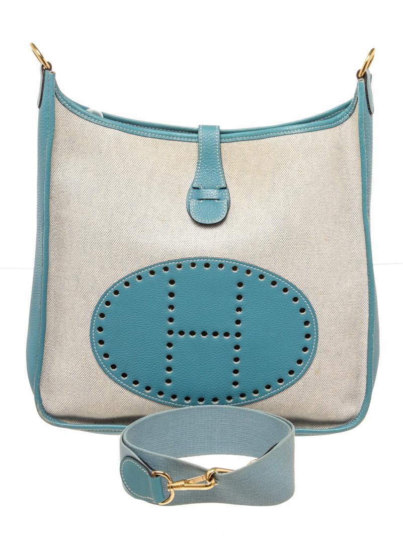 Hermes Blue Leather Evelyne 1 GM Crossbody Bag