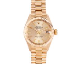 Rolex Ladies 18K Yellow Gold Quickset President With Rolex Box