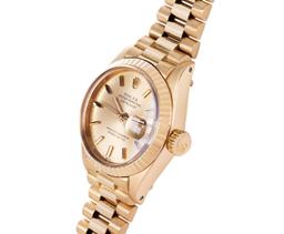 Rolex Ladies 18K Yellow Gold Quickset President With Rolex Box