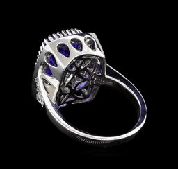 14KT White Gold 5.95 ctw Tanzanite and Diamond Ring