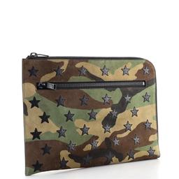 Saint Laurent Stars Portfolio Clutch Camouflage Suede