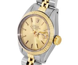 Rolex Ladies Two Tone Gold And Steel Champagne Index Dial Date Wristwatch With R