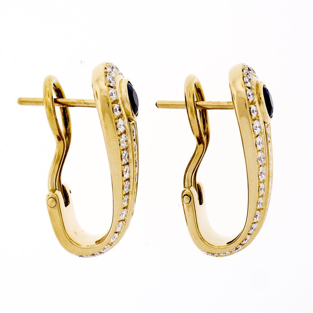 QUALITY Di Modolo 18K Yellow Gold 1.90 ctw Sapphire Diamond Huggie Cuff Earrings