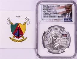 2020 Cameroon S1000F Donald Trump All Together High Relief PF 70 Ultra Cameo 1oz