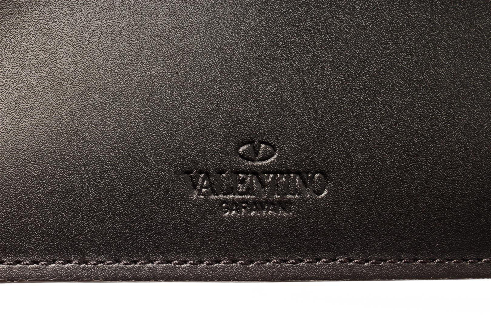 Valentino Black Leather Zip Card Wallet