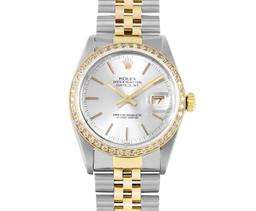 Rolex 36MM 2Tone Silver Dial 18K Yellow Gold Diamond Bezel Datejust With Rolex B