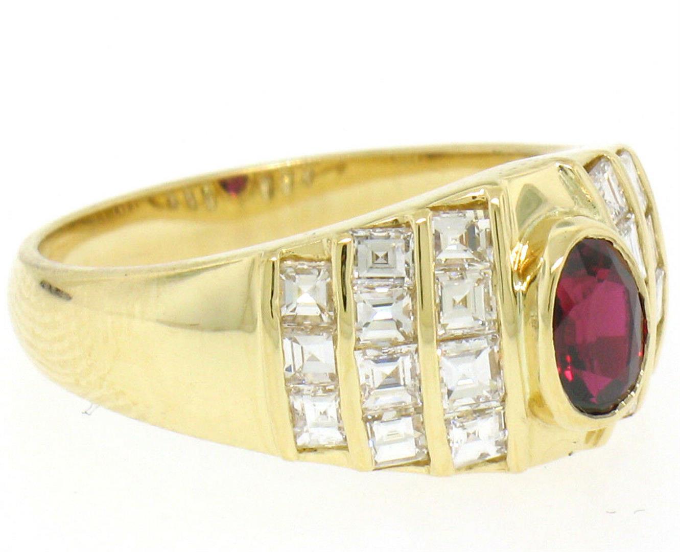 Estate 18k Yellow Gold 1.75 ctw Ruby and Diamond Wide Band Ring