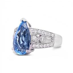 3.09 ctw Aquamarine and 0.42 ctw Diamond Platinum Ring