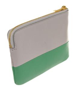 Celine Gray & Green Bicolor Solo Clutch Leather Coin Pouch