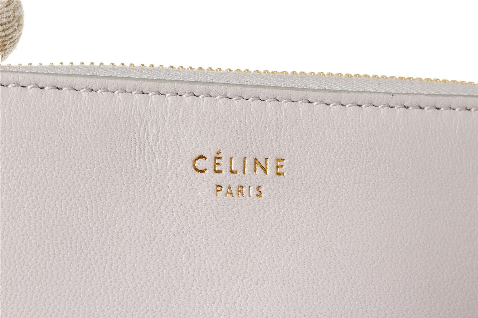 Celine Gray & Green Bicolor Solo Clutch Leather Coin Pouch