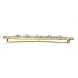 Antique Edwardian Krementz 14k TT Gold European Diamond Filigree Bar Pin Brooch